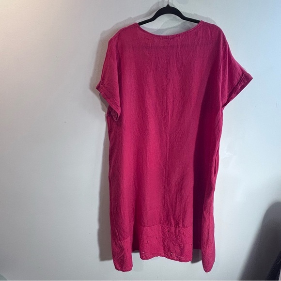 ROSEMARINE Sz 1X Dress 100% Linen Round Neck Sheath pockets Eyelet Hem Unlined - Picture 9 of 11